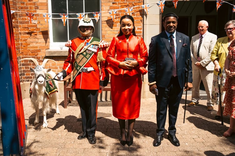 King Misuzulu also met the regiment’s ceremonial goat mascot - a longstanding tradition in the Royal Welsh, dating back to the 18th century.