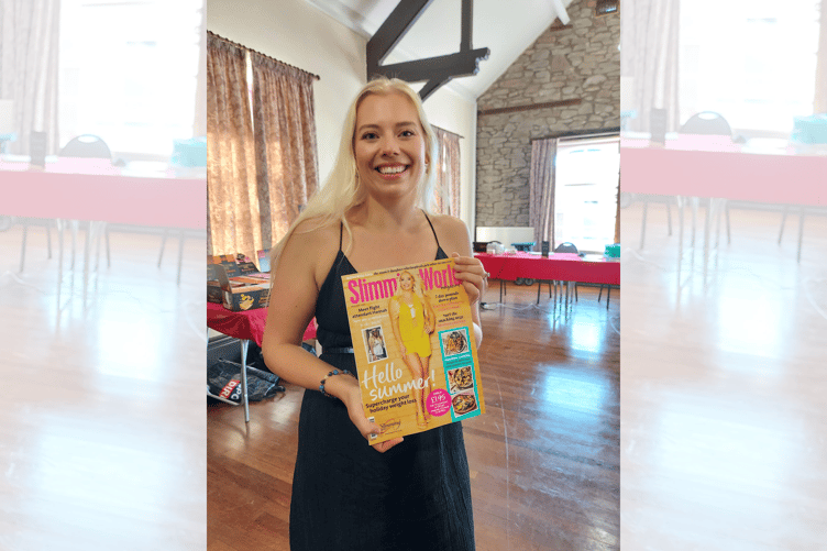 Hannah Roberts with the latest issue of Slimming World magazine, where her story is featured on the cover