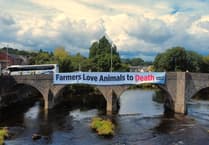Animal rights group unfurl banner in Builth Wells on first day of Royal Welsh Show