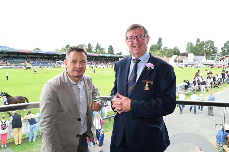S4C chief executive Geraint Evans and Royal Welsh Agricultural Society Board chair, Professor Wynne Jones