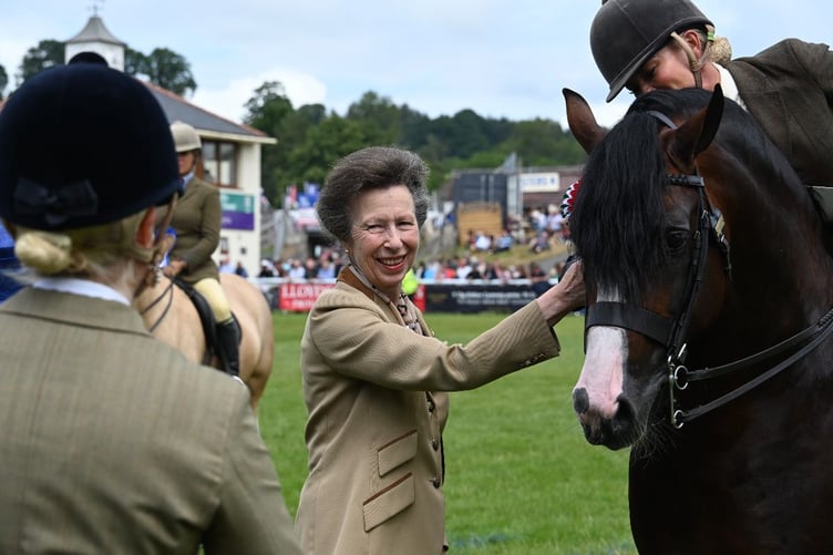 HRH The Princess Royal tours the showground, visiting the main ring during the Royal Welsh Show