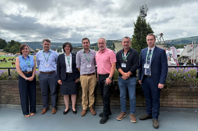 Left to right: Gail Jenkins NFU Cymru County Adviser, James Tudor NFU Cymru Group Secretary, Abi Reader NFU Cymru Deputy President, Tom Rees NFU Cymru Glamorgan County Chair, Rob Taylor Wales Wildlife and Rural Crime Co-ordinator, Garry Williams NFU Cymru Rural Crime Lead, Ilan Jones NFU Cymru County Adviser