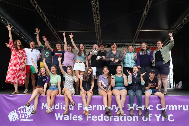 Brecknock YFC members celebrate their historic overall win at the 2025 Royal Welsh Show - the county’s first victory in 37 years