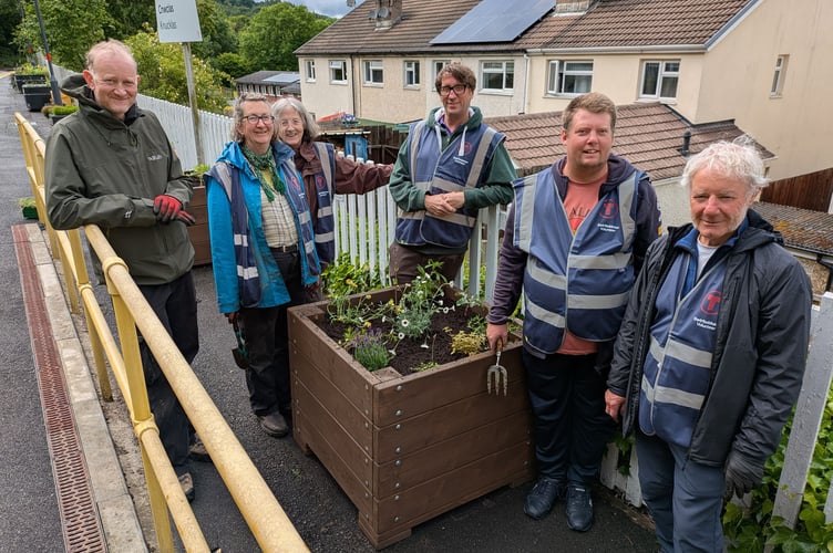 Volunteers from Knucklas station with Owen Griffkin (Community Rail Officer) and Ben Mullen (Nature Recovery Officer)