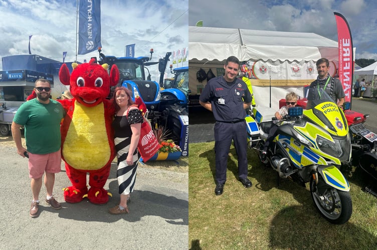 Sbarc the mascot and Dyfed-Powys Police helped support safety a the show