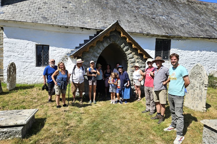 Walkers retraced the ghost’s final journey from St Cewydd’s Church to the bog, where the bluebottle was symbolically laid to rest