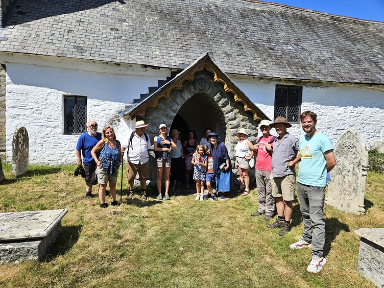Walkers retraced the ghost’s final journey from St Cewydd’s Church to the bog, where the bluebottle was symbolically laid to rest