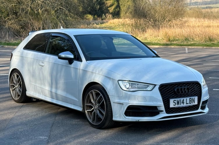 White Audi S3, registration SW14 JXO, reported stolen from a driveway in Llandegelly, Llandrindod Wells