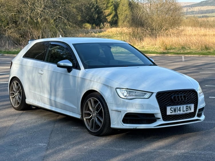 White Audi S3, registration SW14 JXO, reported stolen from a driveway in Llandegelly, Llandrindod Wells