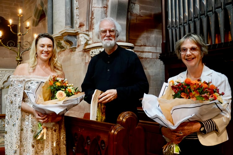                           Left to right: Harpist Martha Powell and poets Rowan Williams and Hilary Davies     
