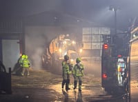 Fire crews tackle large barn fire near Brecon