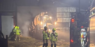 Fire crews tackle large barn fire near Brecon