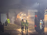 Fire crews tackle large barn fire near Brecon