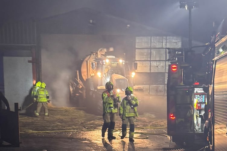 Fire crews tackled a large barn blaze in Libanus on Sunday night