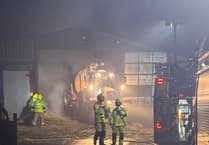 Fire crews tackle large barn fire near Brecon