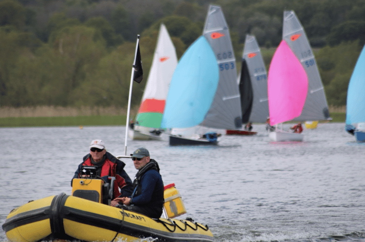 Llangorse Sailing Club’s boathouse is used to moor powered safety-boats like this