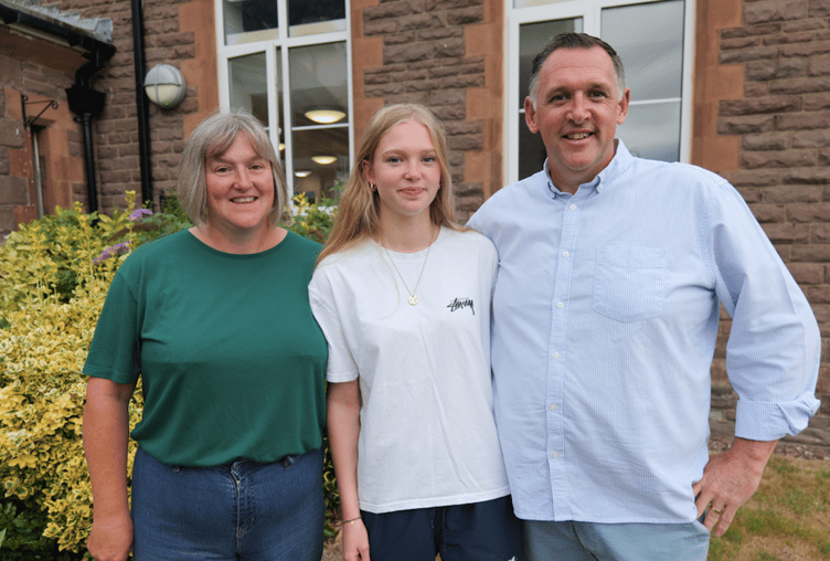 Frankie from Brecon celebrates after securing a place to study French at Jesus College, Oxford