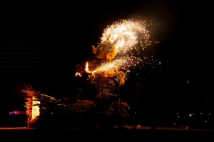 The iconic Green Man effigy burns