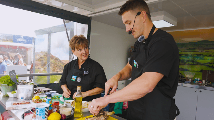 Jonathan 'Fox' Davies is a brand ambassador for Welsh lamb. He is pictured here cooking at the Royal Welsh Show