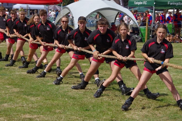 Aberedw YFC in action at Tenbury Show at the Tug of War Finals.