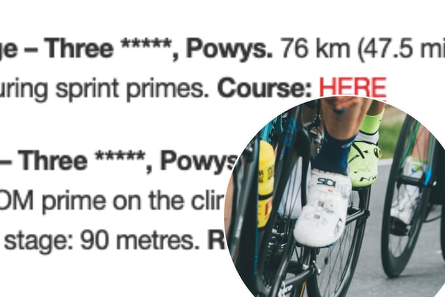 Three Cocks village name censored in cycling race listings