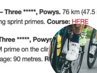 Three Cocks village name censored in cycling race listings