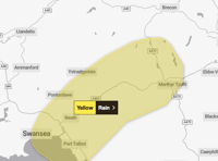 Rain warning for Swansea Valley and southern Bannau Brycheiniog
