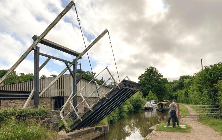 The Pencelli Court lift bridge is a historic feature of the canal