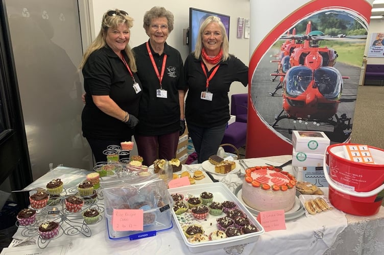 The team effort at Brecon's NatWest saw £518 raised for Wales Air Ambulance