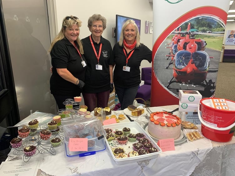 The team effort at Brecon's NatWest saw £518 raised for Wales Air Ambulance