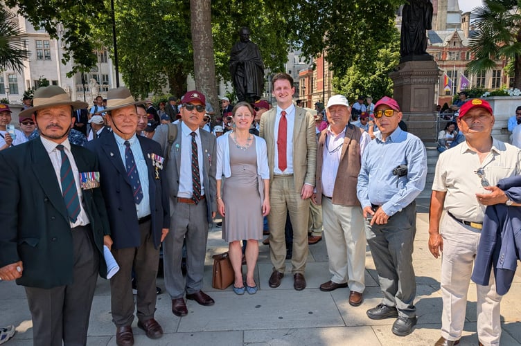 MP David Chadwick with Gurkha veterans in Parliament Square over the summer