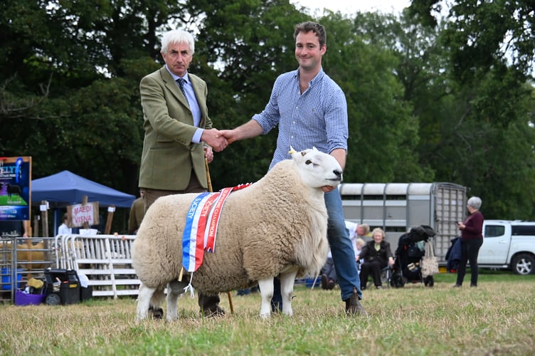 Christie Joseph of Lloney with the Supreme Champion in the Sheep Section