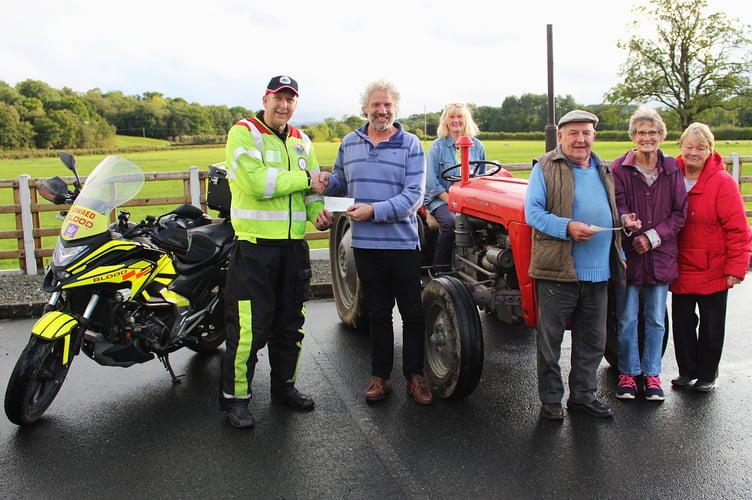 The charity presentations following the Llanddewi Tractor Run 