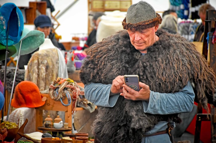 A traditional costume made from wool on show in the Sheep and Fibre Marquee