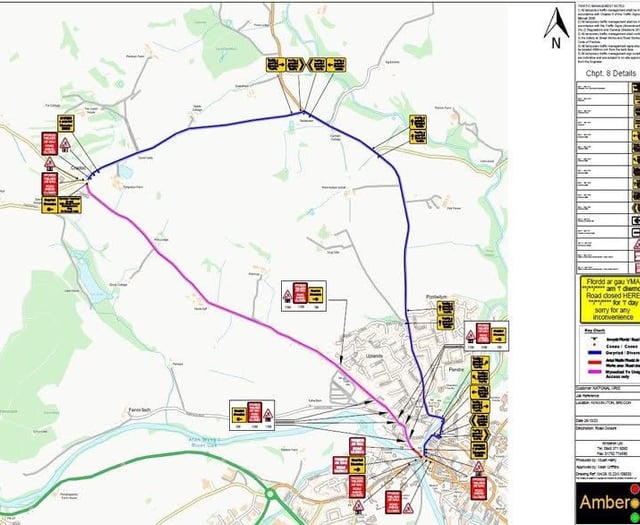 Temporary road closure in Brecon for National Grid works