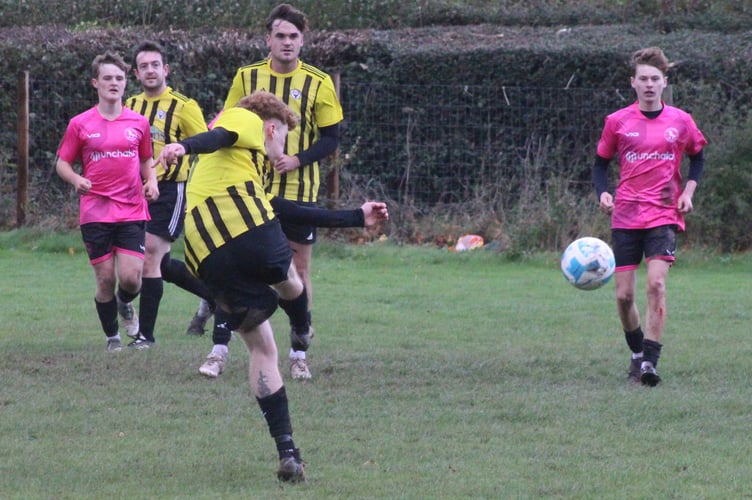 Morgan Preece with a sweet second-half strike for Brecon