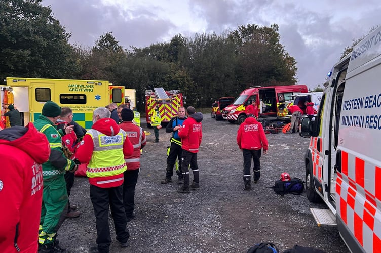 A multi-agency response, including fire crews, police, mountain rescue and the air ambulance, helped rescue a walker who fell at Henrhyd Falls