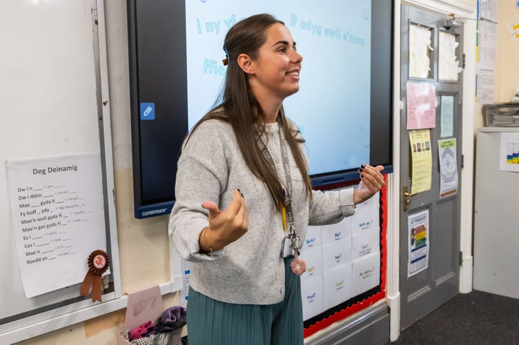 Miss Roberts teaching Welsh