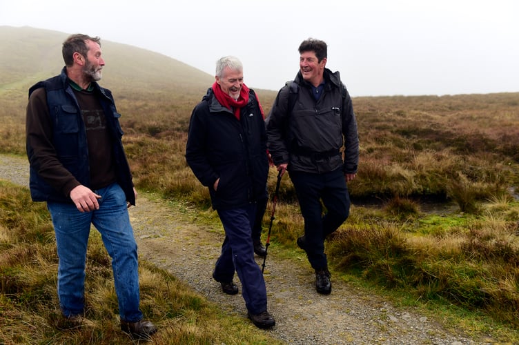 The Deputy First Minister, Huw Irranca-Davies was joined by local grazier, Jeff Gwillim and Richard Ball from Bannau Brycheiniog National Park Authority on his visit to the Black Mountains