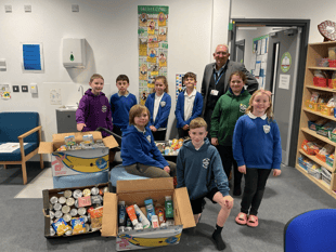School donates to Brecon Food Bank for Harvest Festival celebrations
