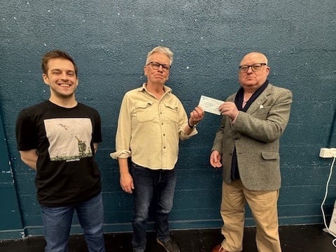 David Churm from Loyal Wye Lodge presents a £500 cheque to MPYT