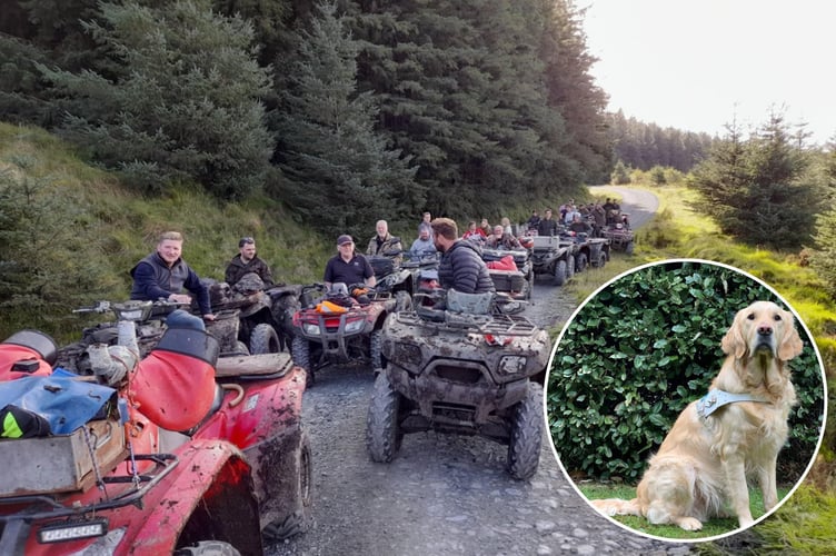 The 2024 quad bike charity event. Inset is guide dog Farley