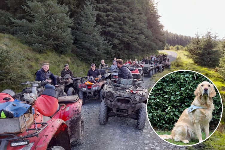 The 2024 quad bike charity event. Inset is guide dog Farley