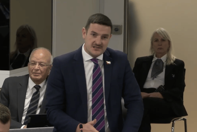 James Evans MS speaking in the Senedd this week