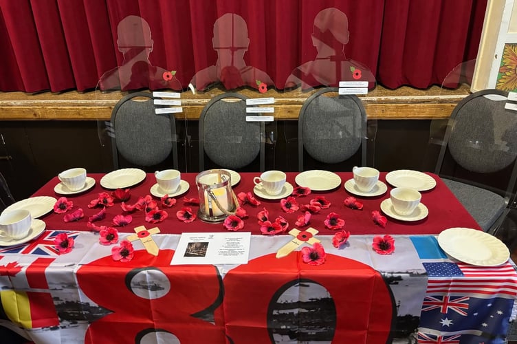 A Remembrance display at Talgarth Town Hall.