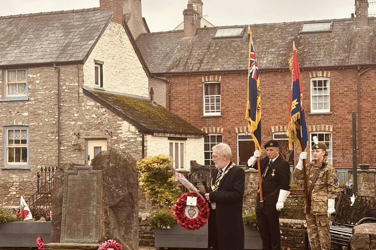 Cllr Andy Lord, Mayor of Talgarth read the names of the fallen