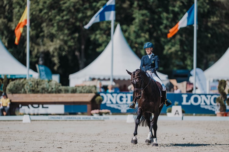 Franky and Guilty Pleasure during the dressage phase at Luhmühlen Five-Star (Image: Tilly Berendt)
