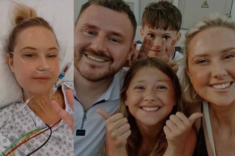 Sennybridge mum Alex Cornish, whose transplant used the pioneering organ donation method now going UK-wide. She is pictured with husband Michael, son Jacob, and daughter Evelyn