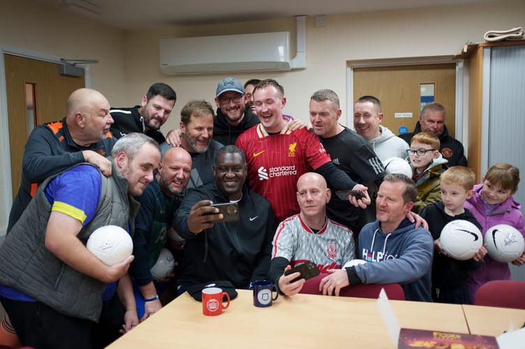 Reward and Recognition Winners meet England Legend Emile Heskey at the
Herefordshire FA County Ground, 19th Nov. 2025.
(Photo: Jon Super 07974 356-333)
