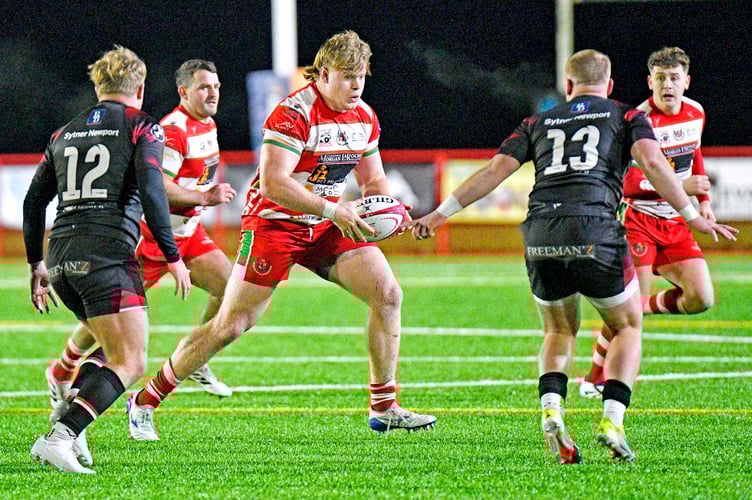 Gabe Hawley on the attack for Llandovery